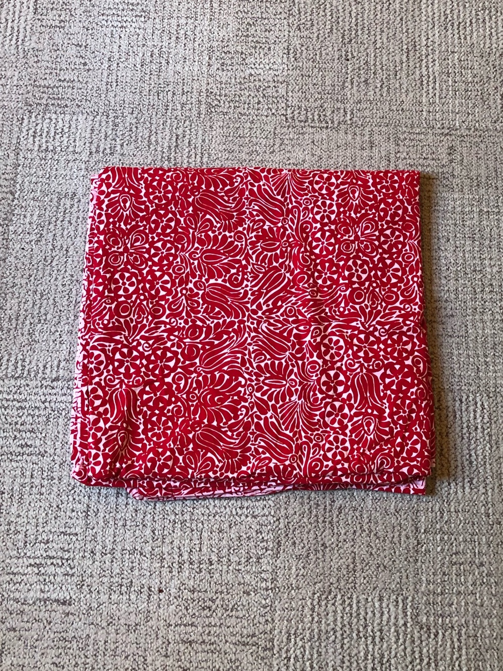 Crate & Barrel Red and White Floral Duvet Cover